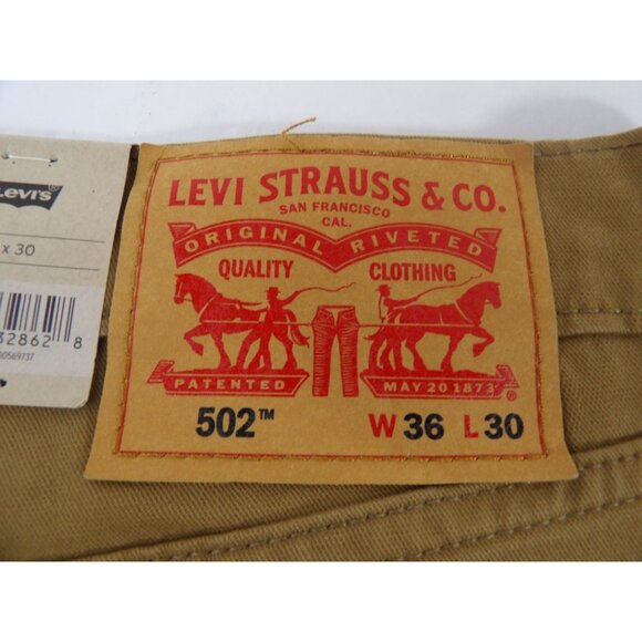 Levi 502 Taper Light Brown Denim Jeans W36 L30 NWT - Picture 2 of 5